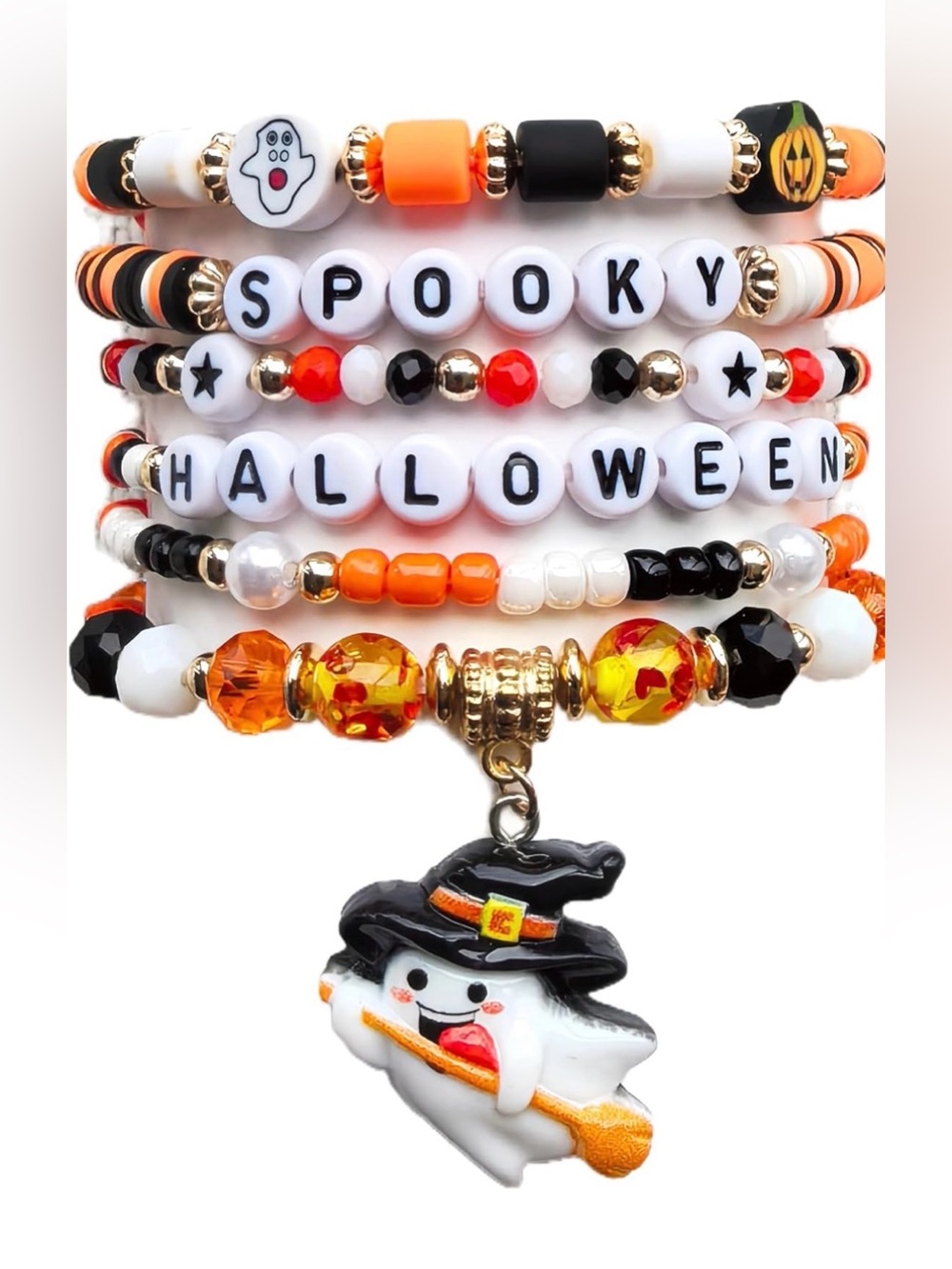 Beaded Halloween (6)Stack Bracelet